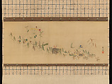 Procession of Insects, Nishiyama Kan'ei (Japanese, 1834–1897), Hanging scroll; ink and color on silk, Japan