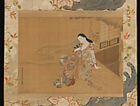 Courtesan Enjoying a Cool Summer
 Evening, Ogawa Haritsu (Ritsuō) (Japanese, 1663–1747), Hanging scroll; ink and color on silk, Japan