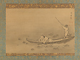Zhou Maoshu Admiring Lotuses, Kaihō Yūsetsu (Japanese, 1598–1677), Hanging scroll; ink on silk, Japan