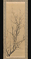Plum Blossoms, Yamamoto Baiitsu (Japanese, 1783–1856), Hanging scroll; ink on silk, Japan