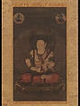 The Bodhisattva Monju (Manjushri) with Five Topknots, Hanging scroll; ink and color on silk, Japan