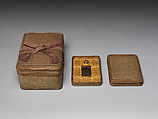 Inkstone Box (Suzuribako) and Document Box (Ryōshibako), Iizuka Hōsai II (Japanese, 1872–1934), Timber bamboo, rattan, lacquer, and gold powder, Japan