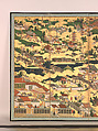 Scenes in and around the Capital, Pair of six-panel folding screens; ink, color, gold, and gold leaf on paper, Japan