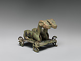 Two Rams on Wheeled Cart, Silver, China