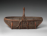 Boat-Shaped Flower Basket (Funa-gata Hanakago), Maeda Chikubōsai I (Japanese, 1872–1950), Timber bamboo, dwarf bamboo, and rattan, Japan