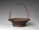 Offering Tray (Morikago) in the Shape of a Ceremonial Toasting Cup, Maeda Chikubōsai I (Japanese, 1872–1950), Timber bamboo, dwarf bamboo, rattan, and lacquer, Japan