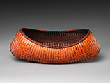 Boat-Shaped Flower Basket (Hanakago), Fujinuma Noboru (Japanese, born 1945), Simon bamboo (medake) and lacquer, Japan
