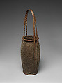 Flower Basket (Hanakago), Iizuka Hōsai II (Japanese, 1872–1934), Purple smoked timber bamboo, rattan and lacquer, Japan