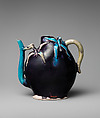 Wine Pot in Shape of a Peach, Porcelain with raised decoration and colored glazes (Jingdezhen ware), China