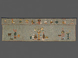 Table Valance with Theme of the "Hundred Antiques", Silk embroidery on simple gauze silk, China