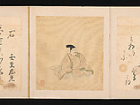 Portraits and Poems of the Thirty-six Poetic Immortals, Sumiyoshi Gukei (Japanese, 1631–1705), Album of thirty-six paintings and thirty-six poems; ink, color and gold on silk and paper, Japan