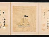 Portraits and Poems of the Thirty-six Poetic Immortals, Sumiyoshi Gukei (Japanese, 1631–1705), Album of thirty-six paintings and thirty-six poems; ink, color and gold on silk and paper, Japan