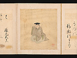 Portraits and Poems of the Thirty-six Poetic Immortals, Sumiyoshi Gukei (Japanese, 1631–1705), Album of thirty-six paintings and thirty-six poems; ink, color and gold on silk and paper, Japan
