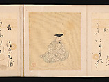 Portraits and Poems of the Thirty-six Poetic Immortals, Sumiyoshi Gukei (Japanese, 1631–1705), Album of thirty-six paintings and thirty-six poems; ink, color and gold on silk and paper, Japan