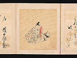 Portraits and Poems of the Thirty-six Poetic Immortals, Sumiyoshi Gukei (Japanese, 1631–1705), Album of thirty-six paintings and thirty-six poems; ink, color and gold on silk and paper, Japan