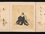 Portraits and Poems of the Thirty-six Poetic Immortals, Sumiyoshi Gukei (Japanese, 1631–1705), Album of thirty-six paintings and thirty-six poems; ink, color and gold on silk and paper, Japan
