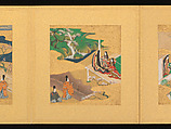 Scenes from The Tale of Genji, Tosa School, Pair of albums (accordion fold) with 
54 illustrations; ink, color and gold on paper, Japan