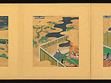 Scenes from The Tale of Genji, Tosa School, Pair of albums (accordion fold) with 
54 illustrations; ink, color and gold on paper, Japan