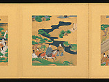 Scenes from The Tale of Genji, Tosa School, Pair of albums (accordion fold) with 
54 illustrations; ink, color and gold on paper, Japan
