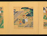 Scenes from The Tale of Genji, Tosa School, Pair of albums (accordion fold) with 
54 illustrations; ink, color and gold on paper, Japan