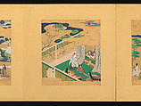 Scenes from The Tale of Genji, Tosa School, Pair of albums (accordion fold) with 
54 illustrations; ink, color and gold on paper, Japan