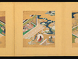 Scenes from The Tale of Genji, Tosa School, Pair of albums (accordion fold) with 
54 illustrations; ink, color and gold on paper, Japan