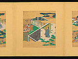 Scenes from The Tale of Genji, Tosa School, Pair of albums (accordion fold) with 
54 illustrations; ink, color and gold on paper, Japan