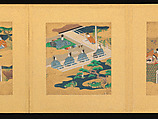 Scenes from The Tale of Genji, Tosa School, Pair of albums (accordion fold) with 
54 illustrations; ink, color and gold on paper, Japan