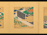Scenes from The Tale of Genji, Tosa School, Pair of albums (accordion fold) with 
54 illustrations; ink, color and gold on paper, Japan