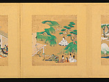Scenes from The Tale of Genji, Tosa School, Pair of albums (accordion fold) with 
54 illustrations; ink, color and gold on paper, Japan