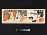 Sixteen Illustrations of Ancient Ceremonial Displays, Furuya Kōrin (Japanese, 1875–1910), Woodblock printed book (orihon, accordion-style binding), ink on paper, Japan