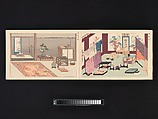 Sixteen Illustrations of Ancient Ceremonial Displays, Furuya Kōrin (Japanese, 1875–1910), Woodblock printed book (orihon, accordion-style binding), ink on paper, Japan