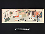 Sixteen Illustrations of Ancient Ceremonial Displays, Furuya Kōrin (Japanese, 1875–1910), Woodblock printed book (orihon, accordion-style binding), ink on paper, Japan