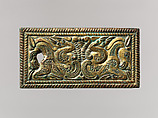 Belt Buckle with Beaked Ungulates, Gilded bronze, North China