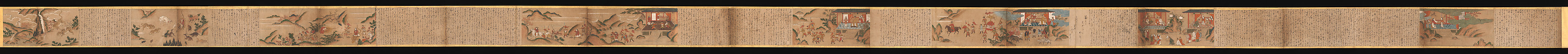 Illustrated Legends of the Origins of the Kumano Shrines, Set of three handscrolls; ink and color on paper, Japan