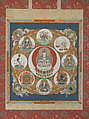 Mandala of the One-Syllable Golden Wheel, Hanging scroll; ink, color, and gold on silk, Japan