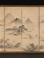 View of West Lake, Kusumi Morikage (ca. 1620–1690), Pair of six-panel folding screens; ink and color on paper, Japan