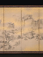 Summer and Autumn Landscapes, Nakabayashi Chikkei (Japanese, 1816–1867), Pair of six-panel folding screens; ink, color, and gold flecks on paper, Japan