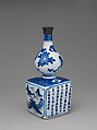 Wine bottle with decoration of landscape and poem, Porcelain painted in underglaze cobalt blue (Jingdezhen ware), China