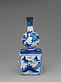 Wine bottle with decoration of landscape and poem, Porcelain painted in underglaze cobalt blue (Jingdezhen ware), China