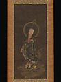 The Bodhisattva Jizō “Looking Back”, Unidentified artist, Hanging scroll; ink, color, gold paint (kindei), and cut gold on silk, Japan