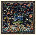 Rank badge with lion, Silk and metallic thread embroidery on silk satin, China