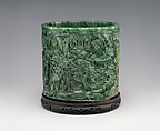 Brush holder with Gathering at the Orchid Pavilion, Jade (nephrite), China