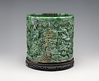 Brush holder with Gathering at the Orchid Pavilion, Jade (nephrite), China