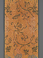 Sutra cover with boys holding the stems of large flowers, Plain weave silk with supplementary silk weft patterning, China