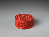 Pair of boxes with melons and butterflies, Carved red lacquer, China