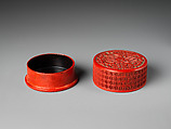 Pair of boxes with melons and butterflies, Carved red lacquer, China