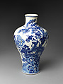 Vase decorated with auspicious animals, Soft paste porcelain painted in underglaze cobalt blue (Jingdezhen ware), China