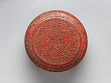 Box with patterns of phoenixes and chi dragons, Carved red lacquer, China