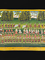 Royal processions, ceremonies and entertainments, Court of King Mindon or Thibaw, or associated workshops, Watercolor and gold on mulberry paper, with gilt lacquered wood covers and cloth lined box, Burma